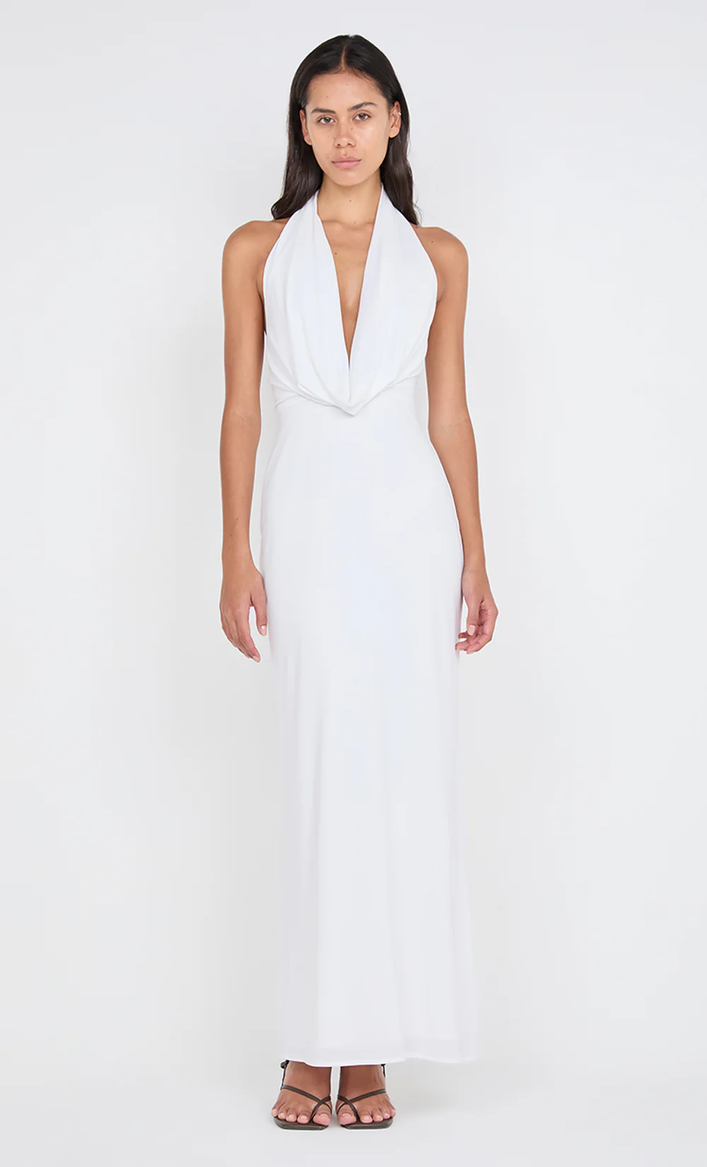 NESSIE COWL NECK MAXI DRESS - WHITE - Image 4