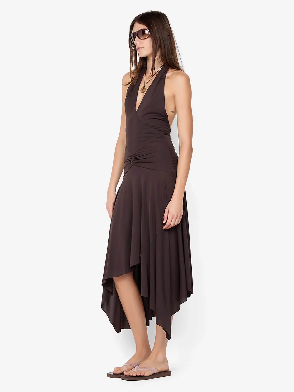 NESSIE HALTER DRESS - DARK CHOCOLATE - Image 2