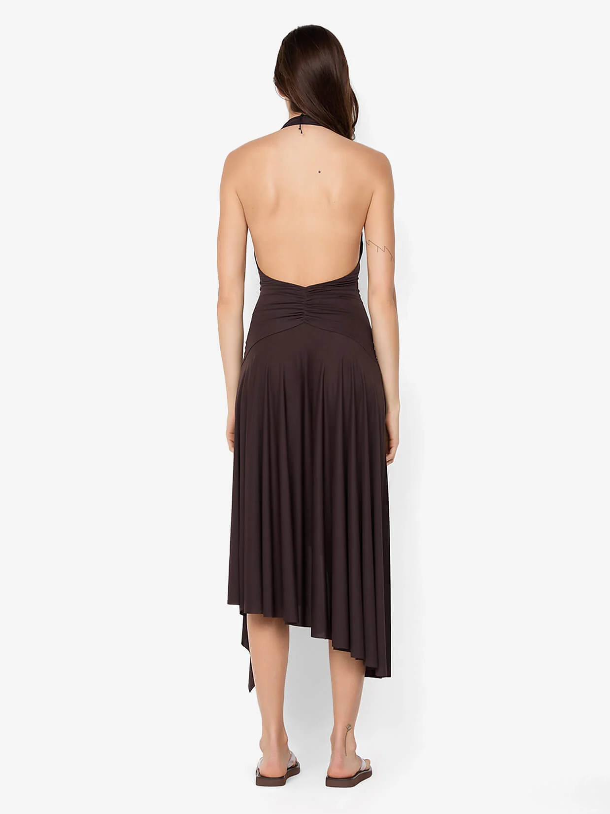 NESSIE HALTER DRESS - DARK CHOCOLATE - Image 3