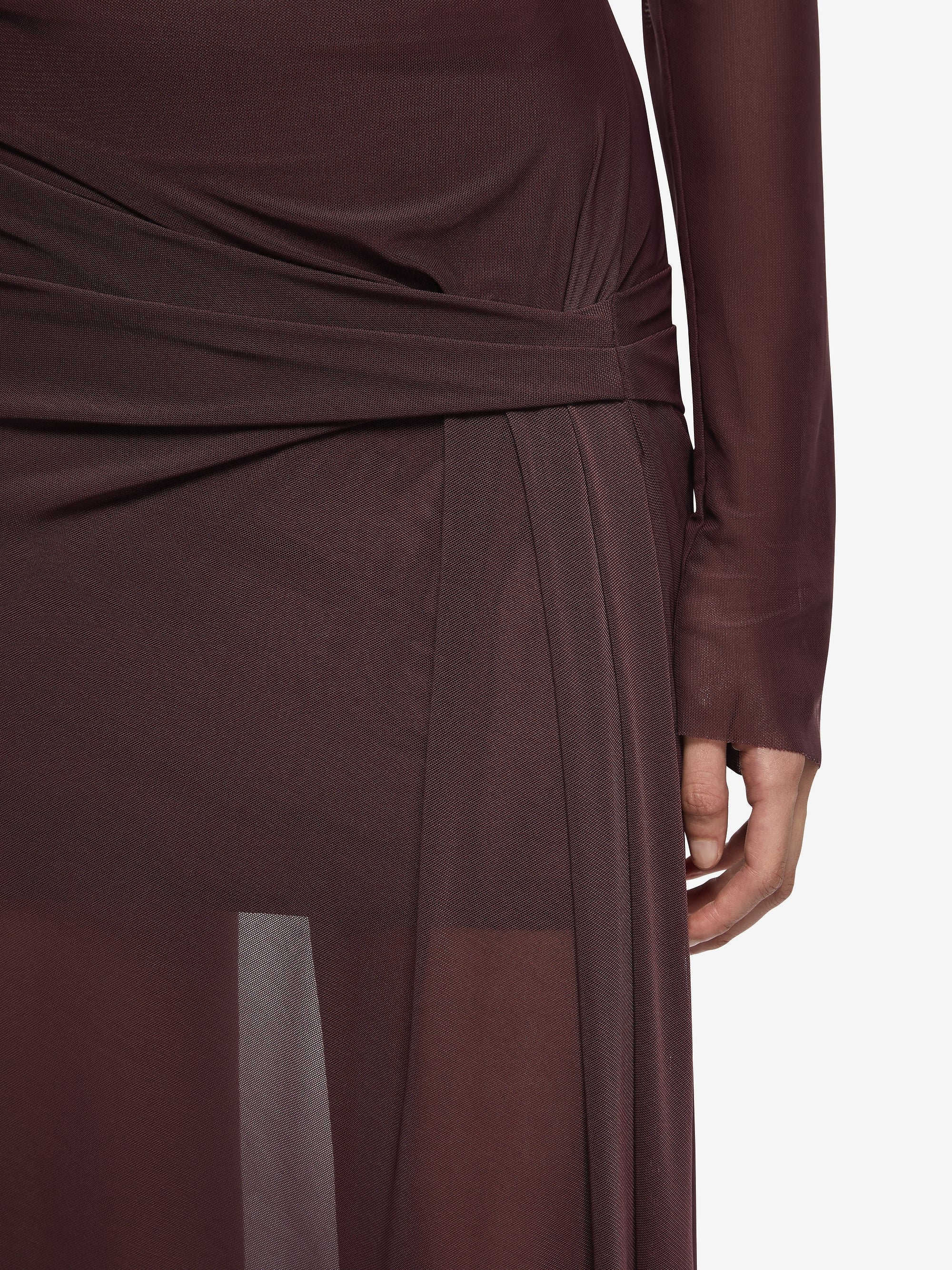 MARABOU LONG SLEEVE MAXI DRESS - AUBERGINE - Image 3