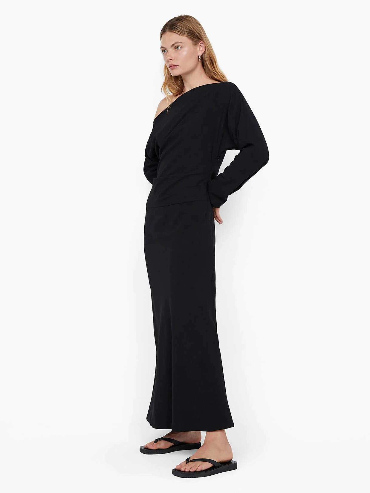 OTTIE ASYM MAXI DRESS - BLACK - Image 2