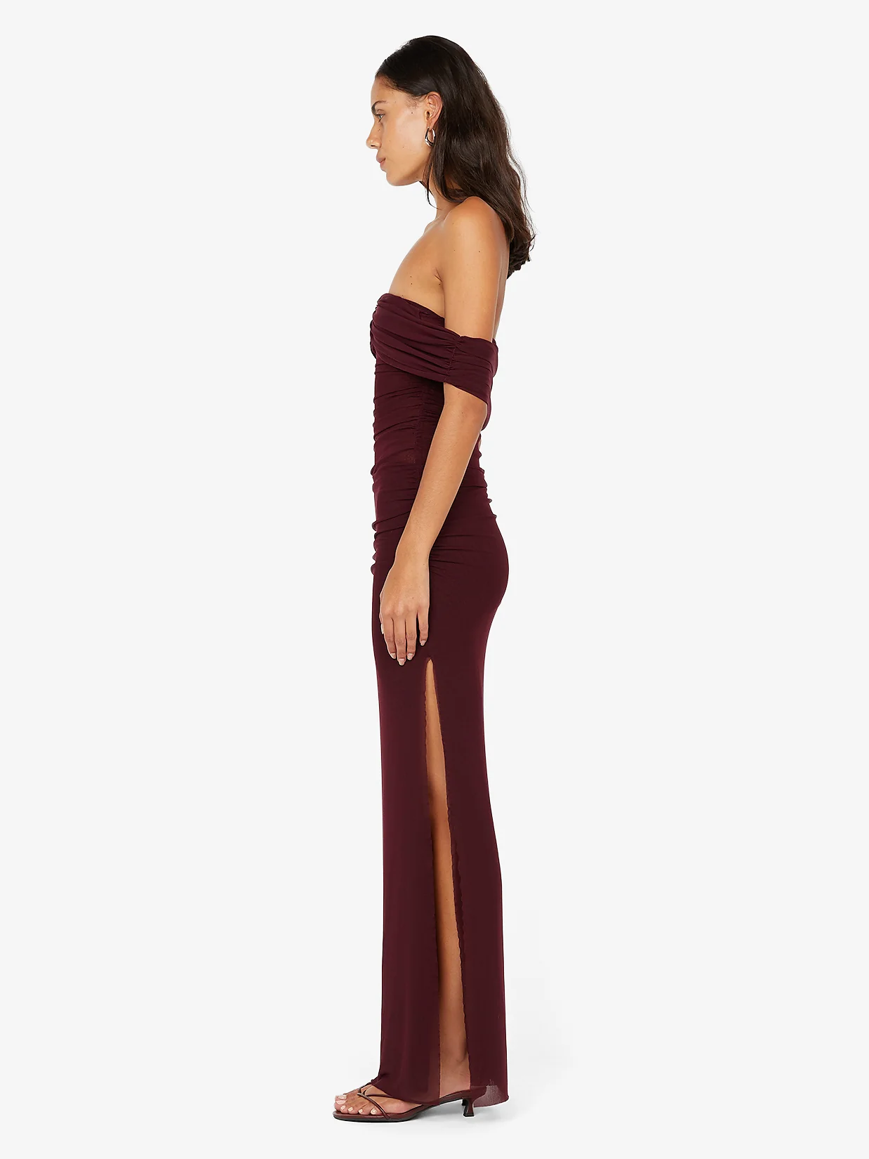 POPPY GATHERED MAXI DRESS - PLUM - Image 3