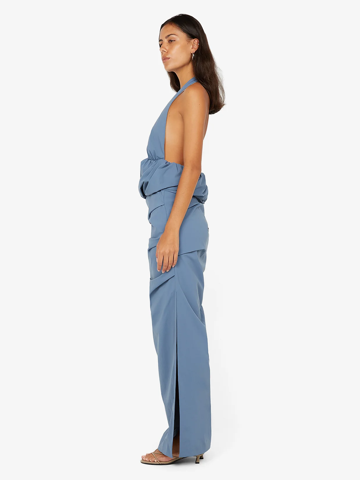 PRISCILLA BUBBLE MAXI DRESS - STEEL BLUE - Image 4