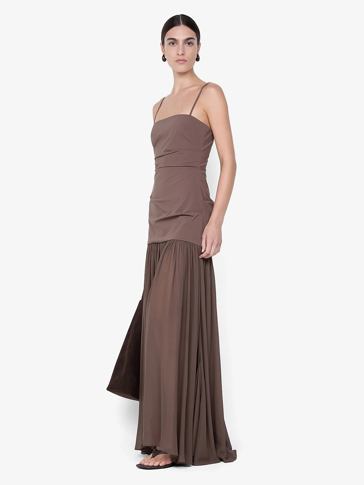 REID DROP WAIST MAXI DRESS - MILK CHOCOLATE - Image 3