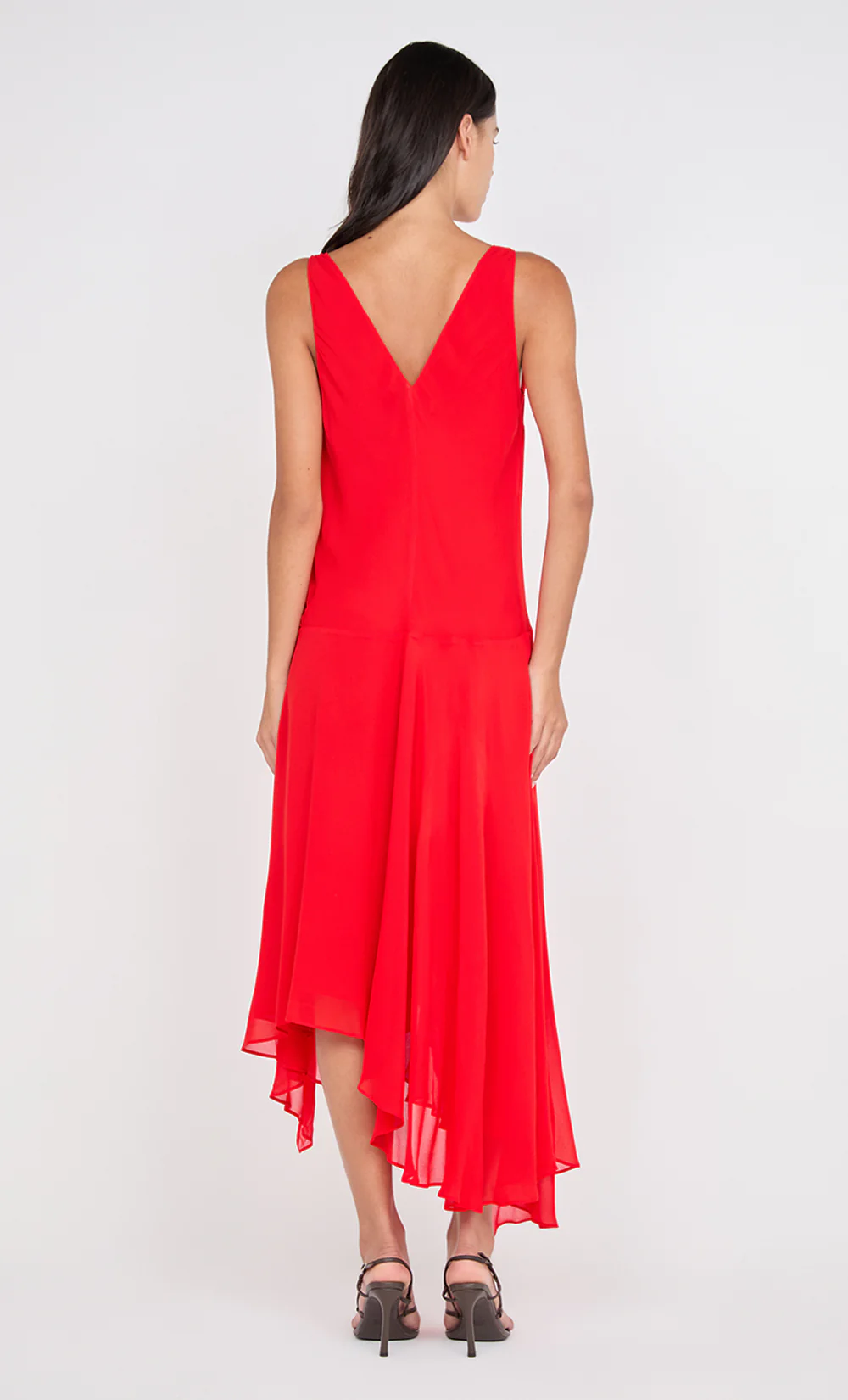 RHONE WRAP ASYM DRESS - CHILLI - Image 4
