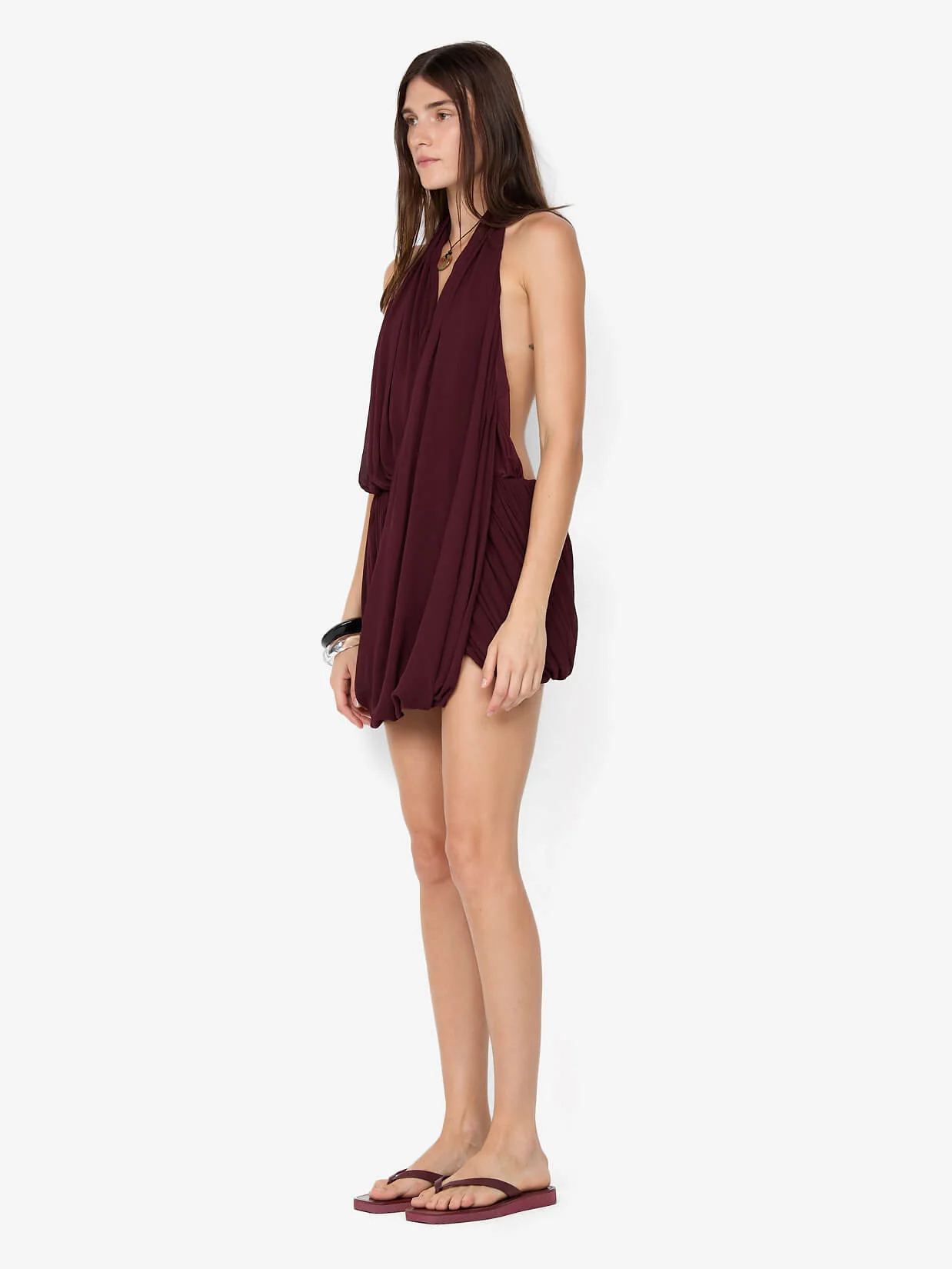 ROCHELLE DRAPE MINI DRESS - PLUM - Image 2