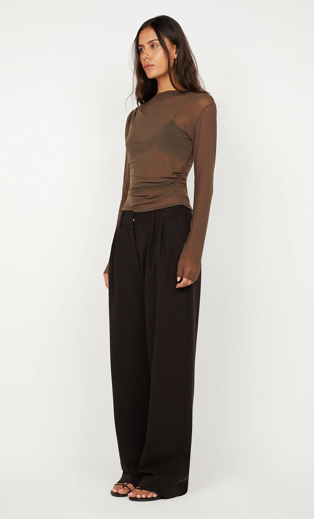 SALINA LONG SLEEVE TOP - MILK CHOCOLATE - Image 2