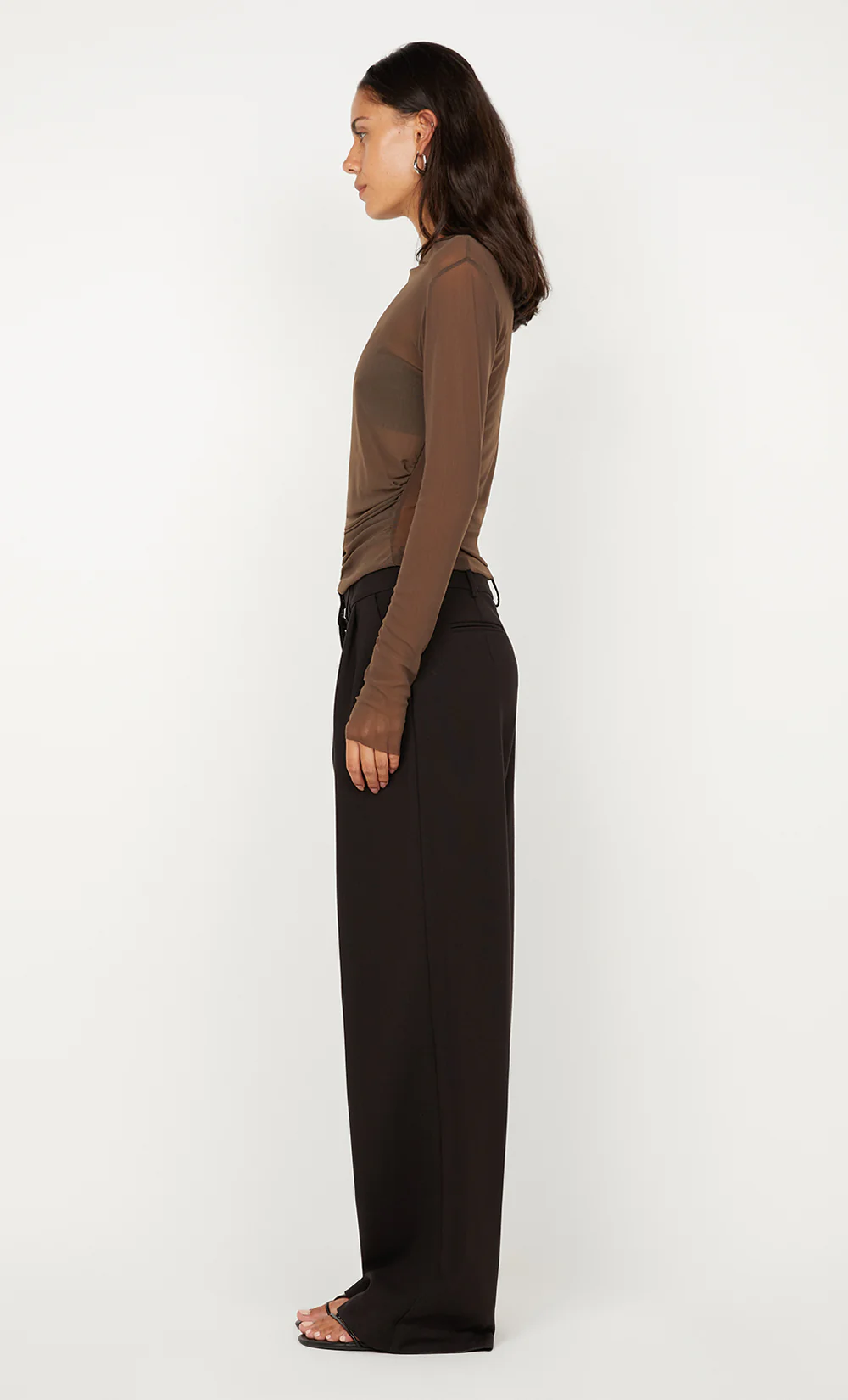 SALINA LONG SLEEVE TOP - MILK CHOCOLATE - Image 3