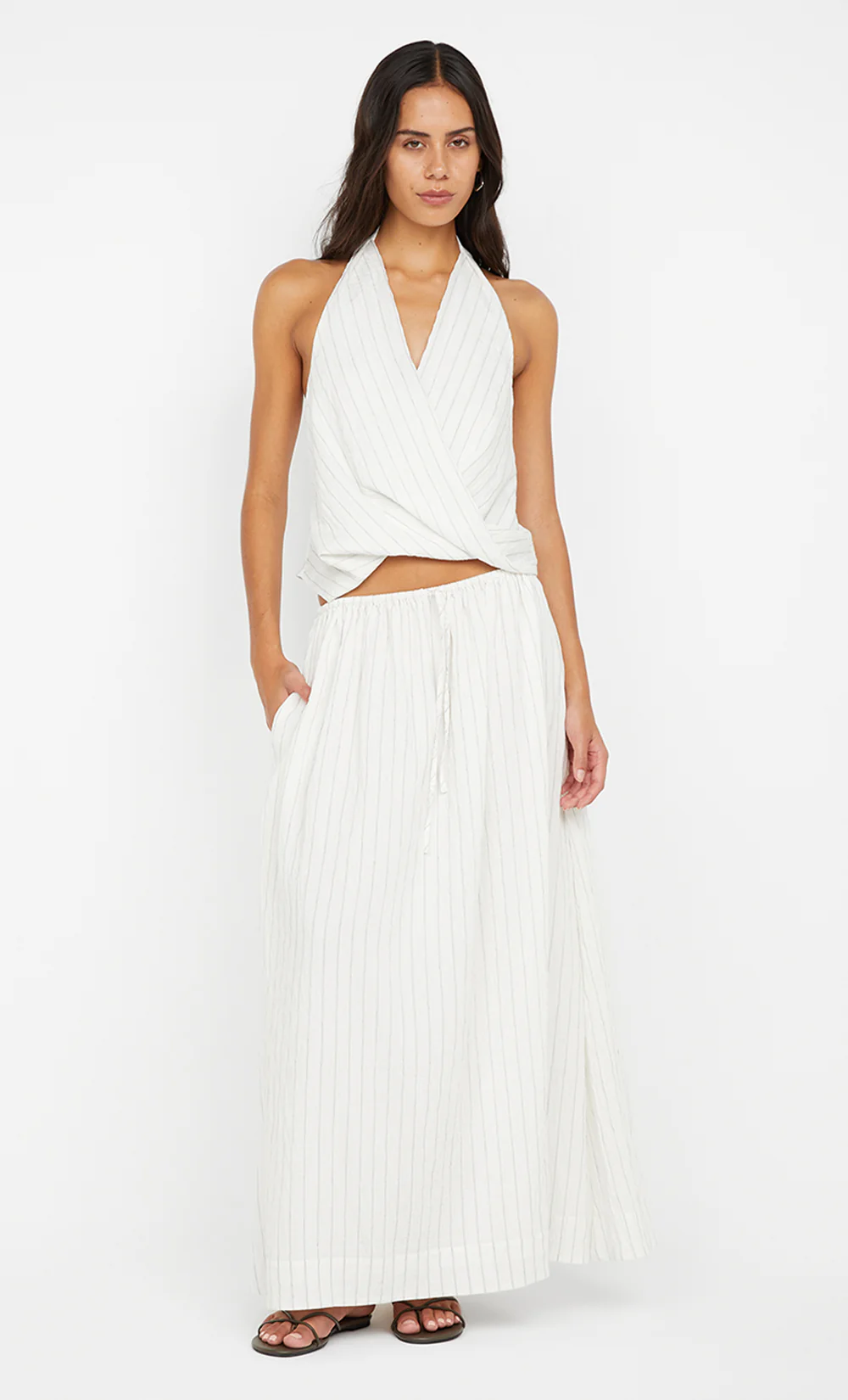 SASKI HALTER TOP - WHITE/BLACK STRIPE - Image 3