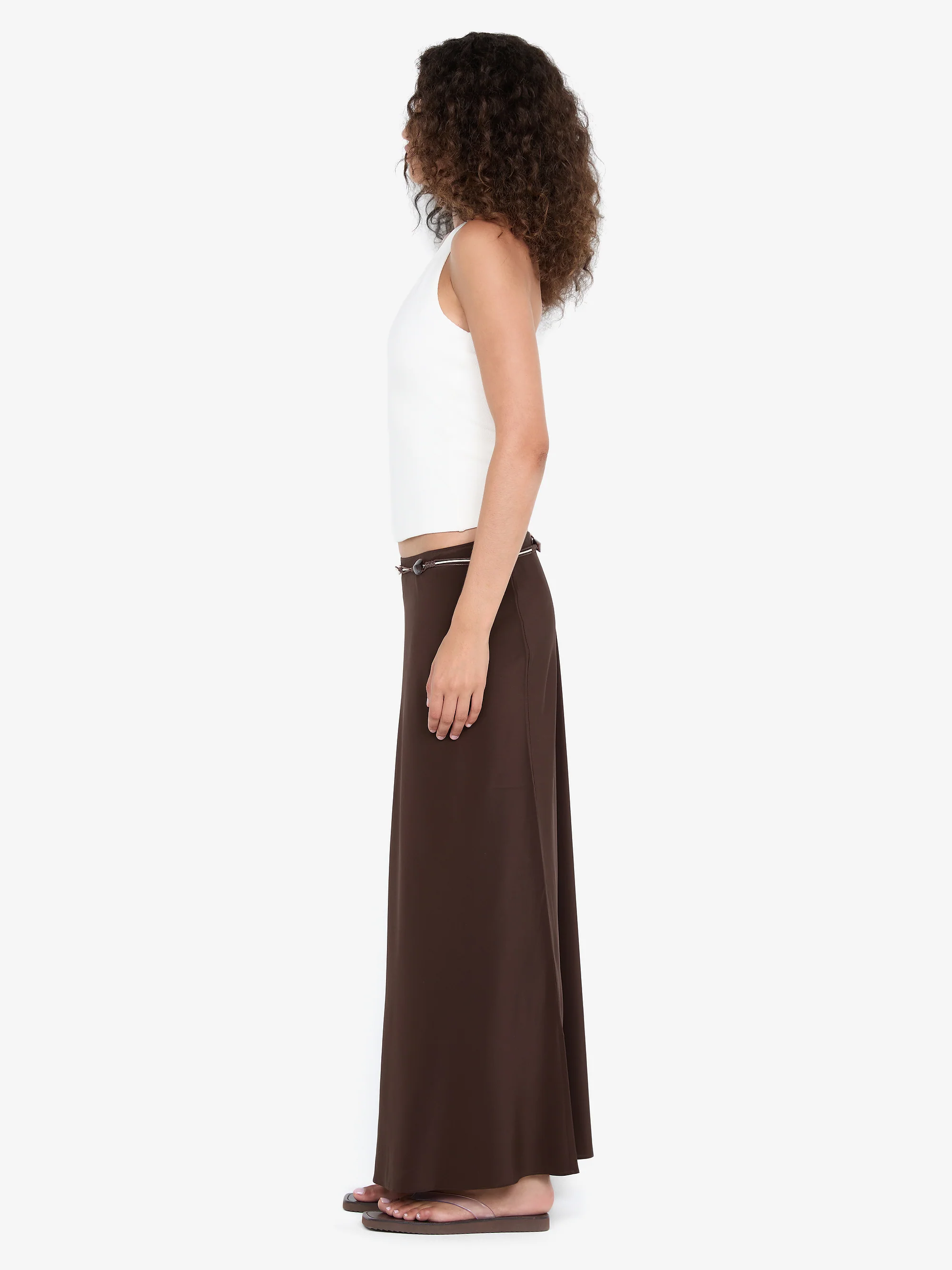 SILK BIAS MAXI SKIRT - CHOC - Image 4