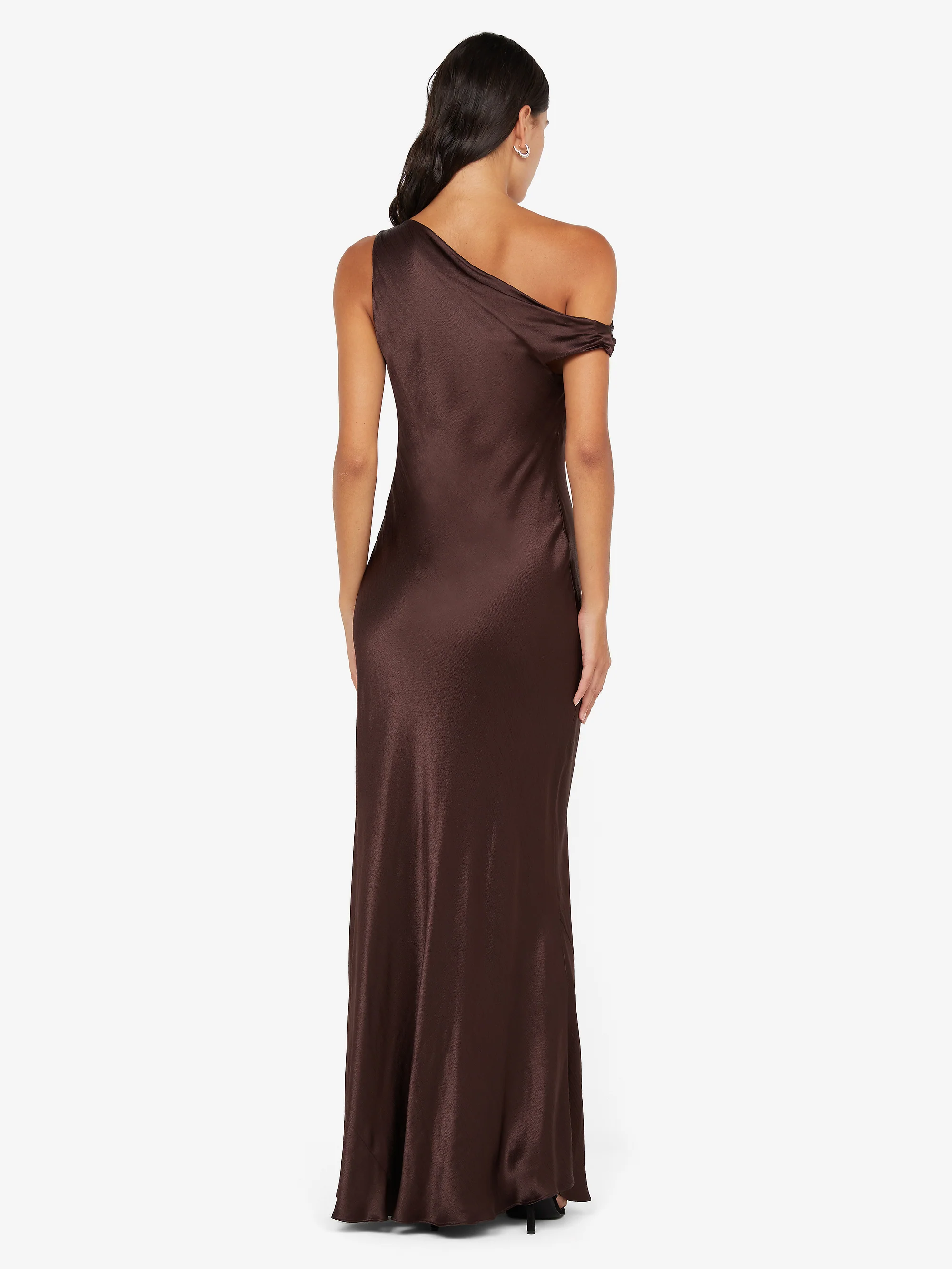 SOL ASYM DRESS - DARK CHOCOLATE - Image 4