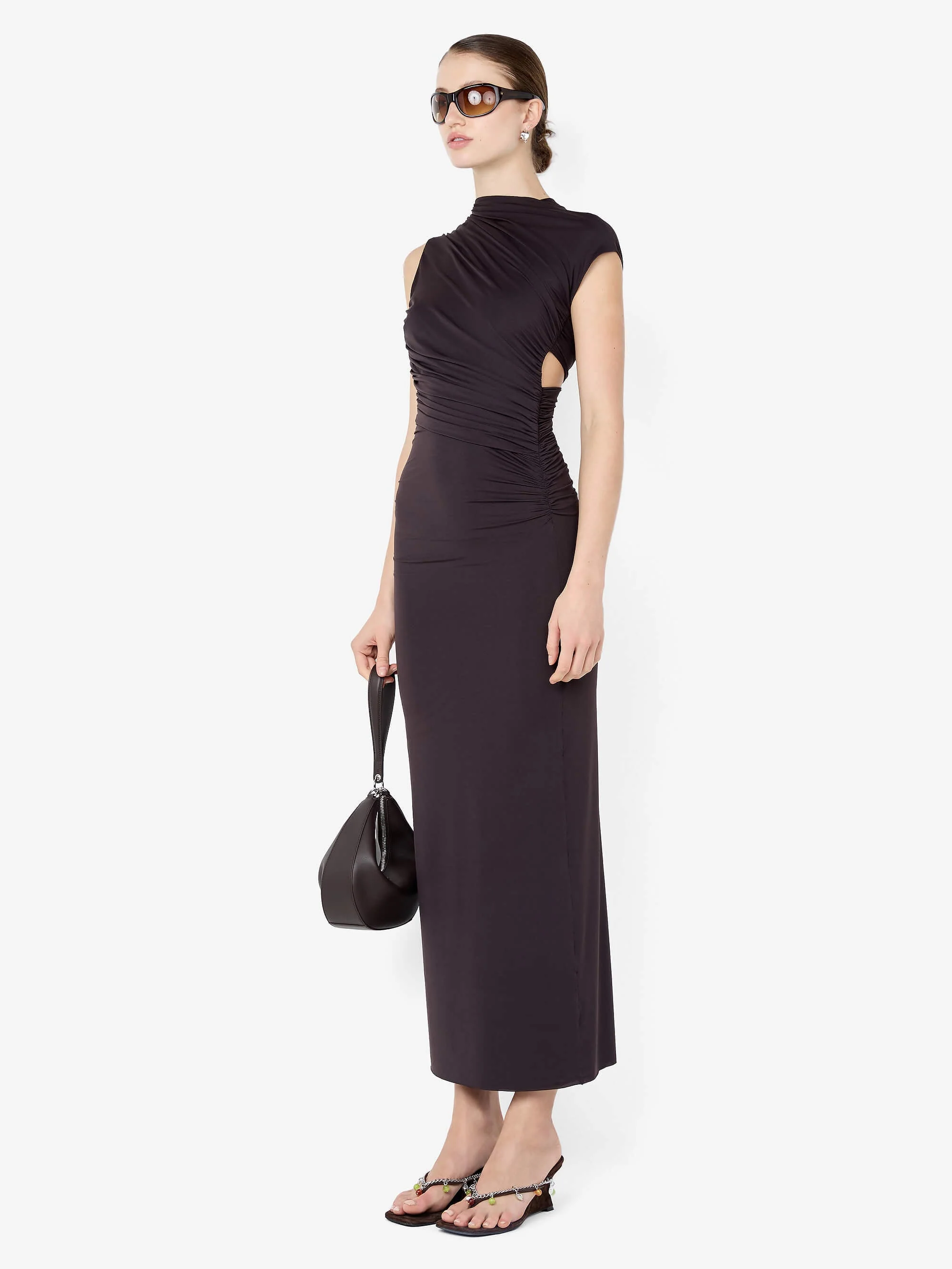 SOLENNE TWIST MAXI DRESS - DARK CHOCOLATE - Image 3