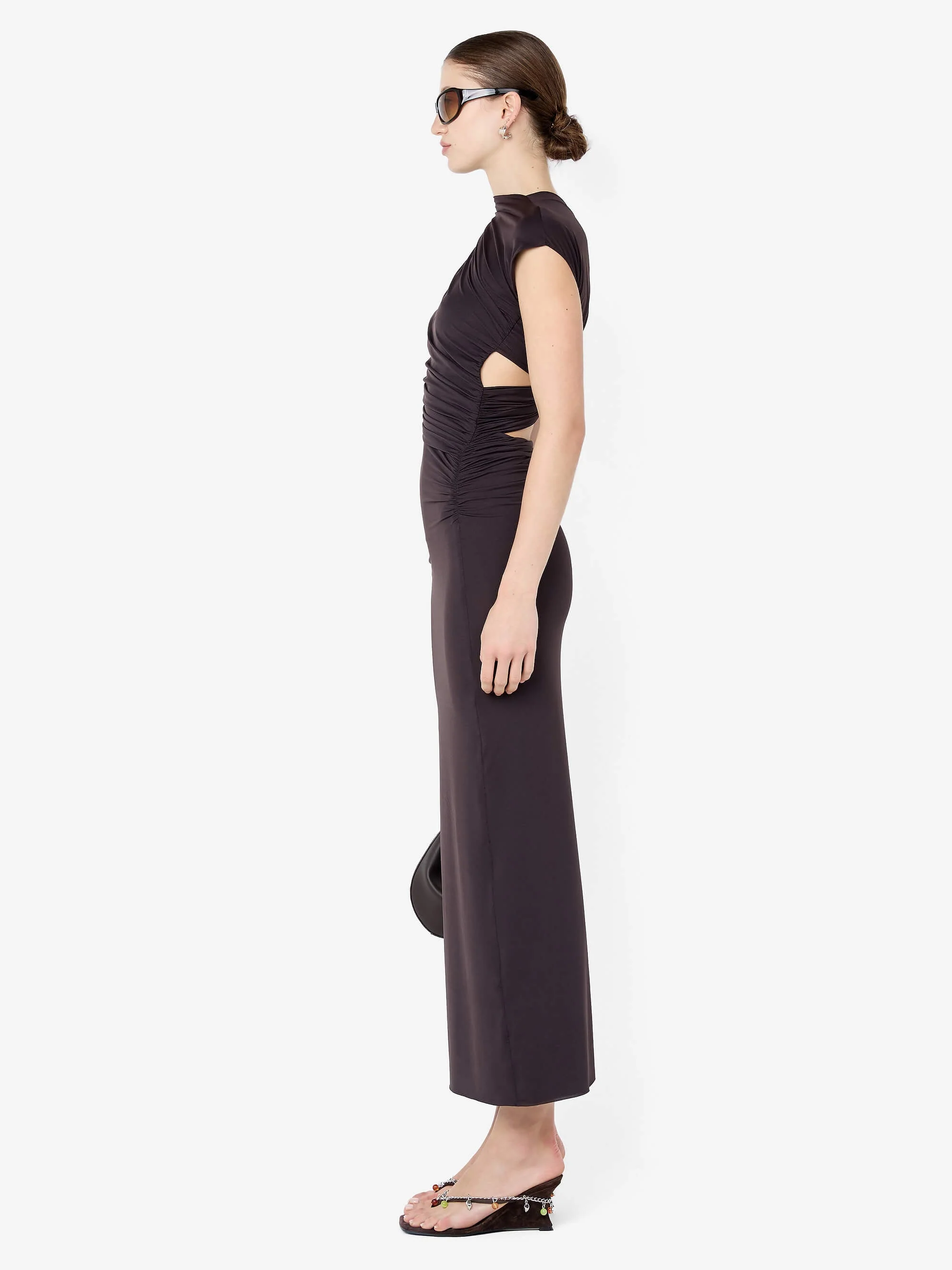 SOLENNE TWIST MAXI DRESS - DARK CHOCOLATE - Image 4
