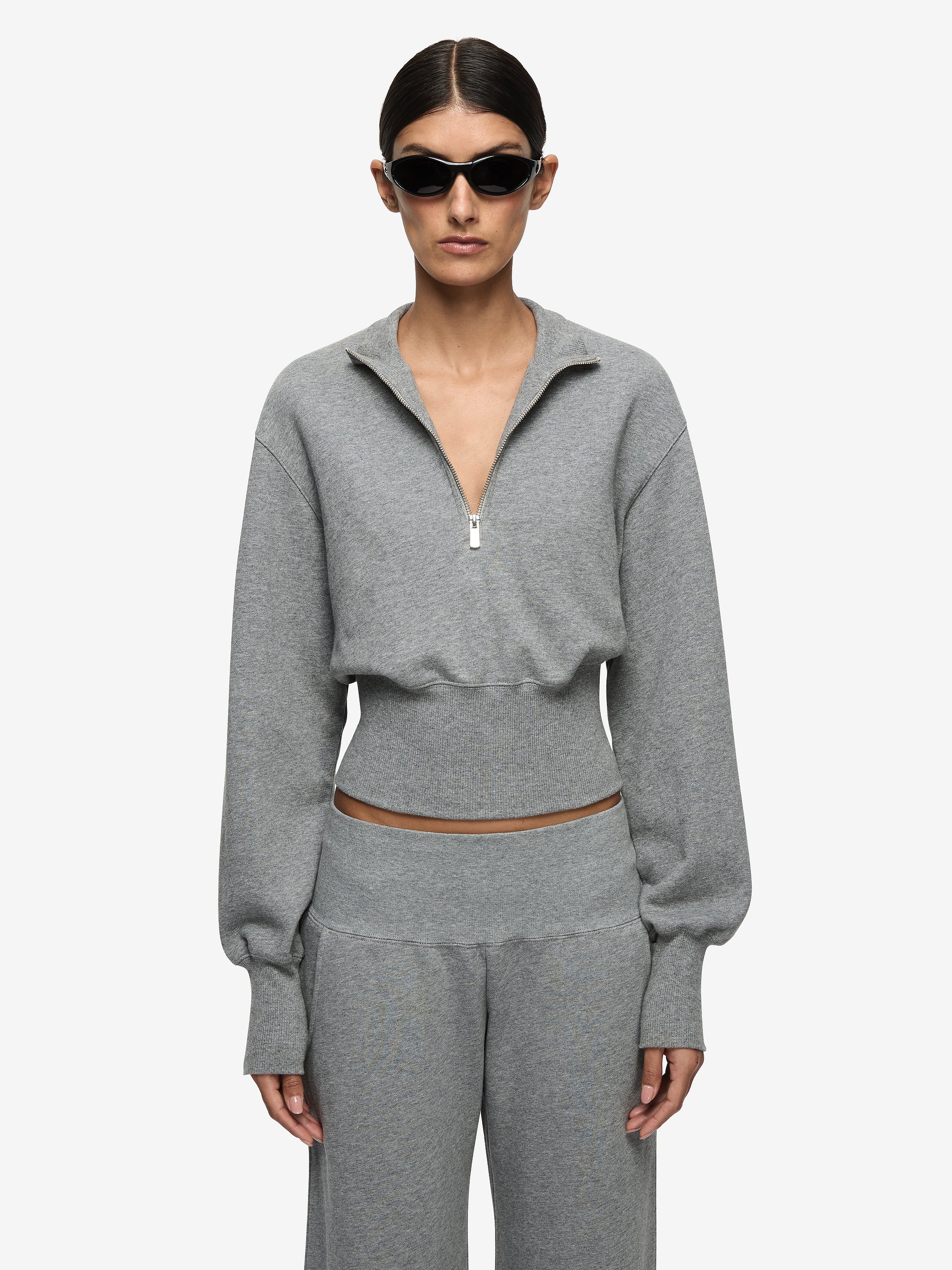 STEPH HALF ZIPPER JUMPER - GREY MARLE - Image 3