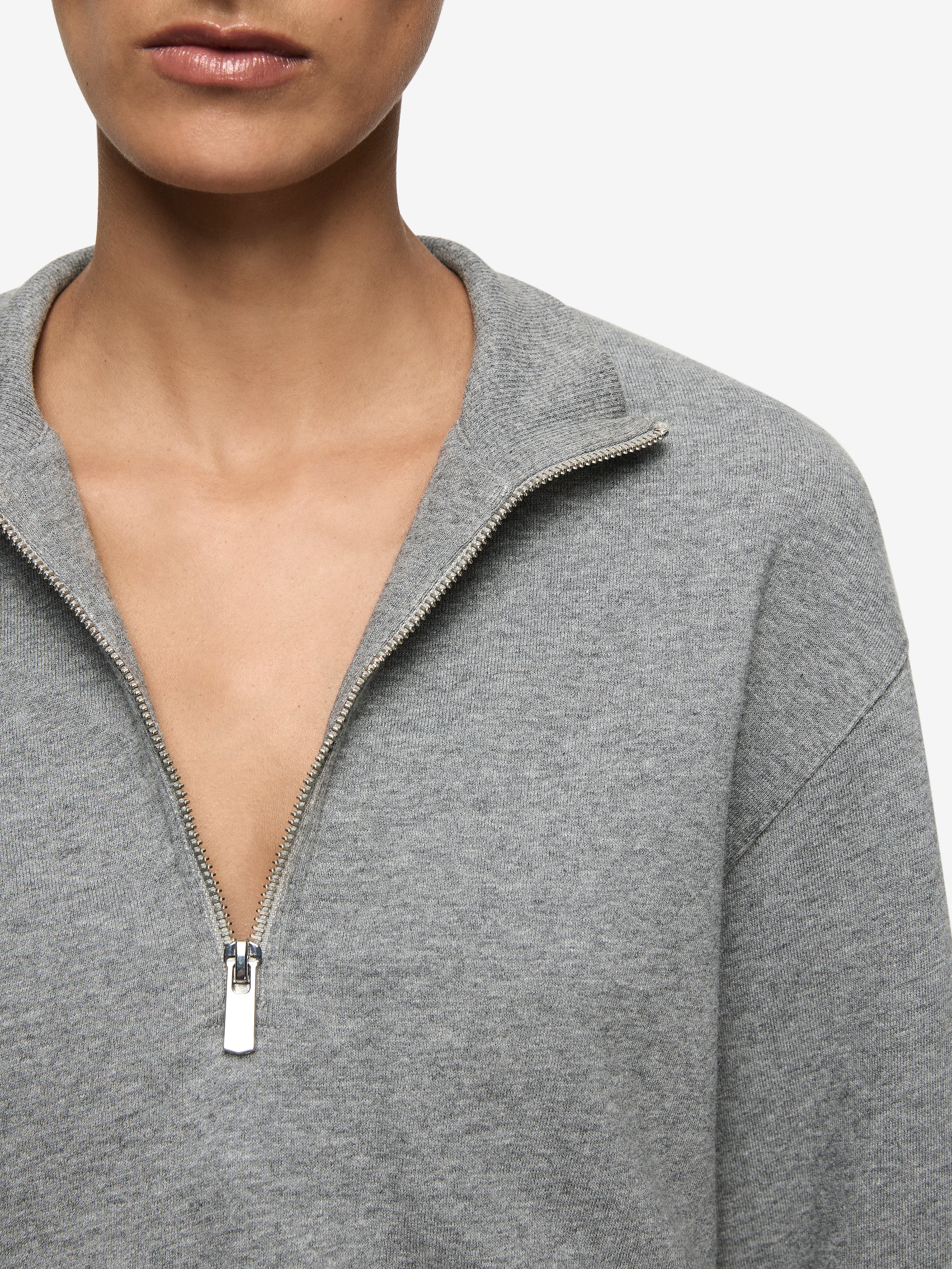 STEPH HALF ZIPPER JUMPER - GREY MARLE - Image 5