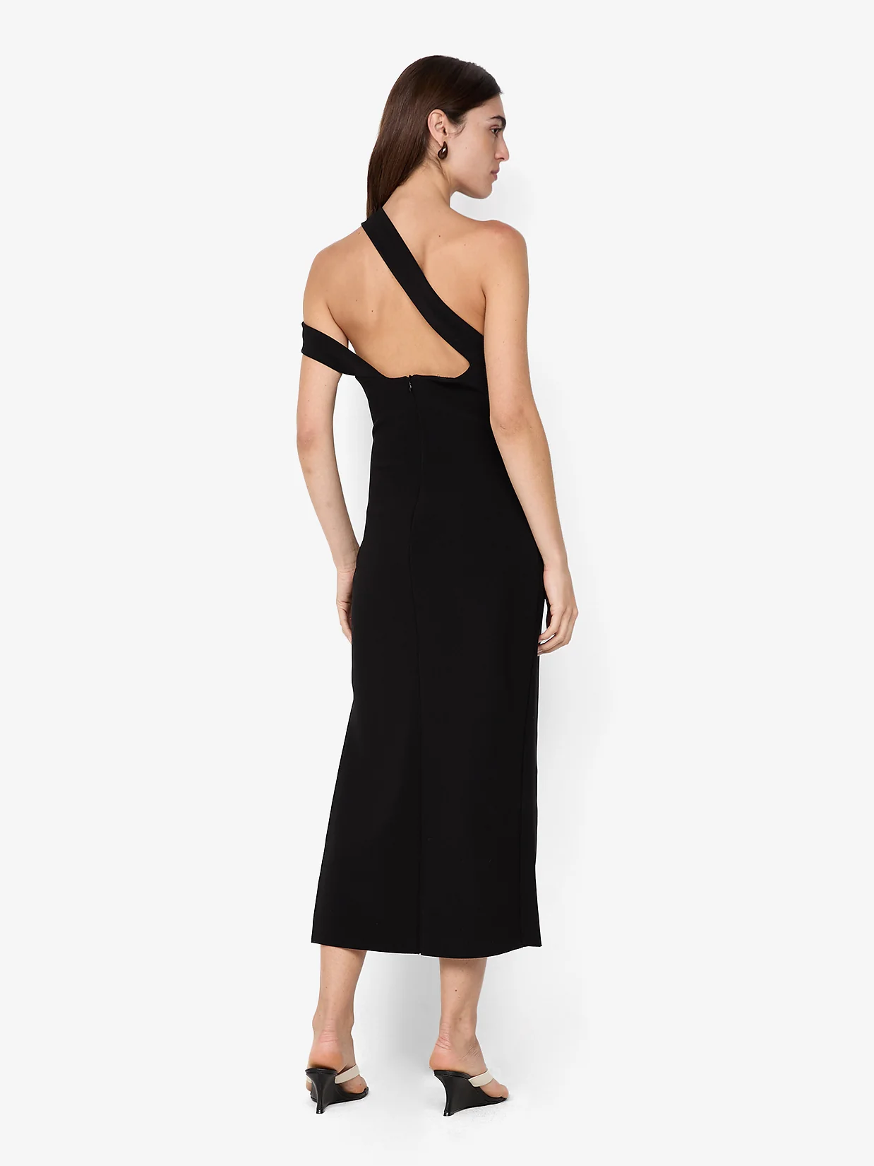 SYLVIE ASYM MIDI DRESS - BLACK - Image 2
