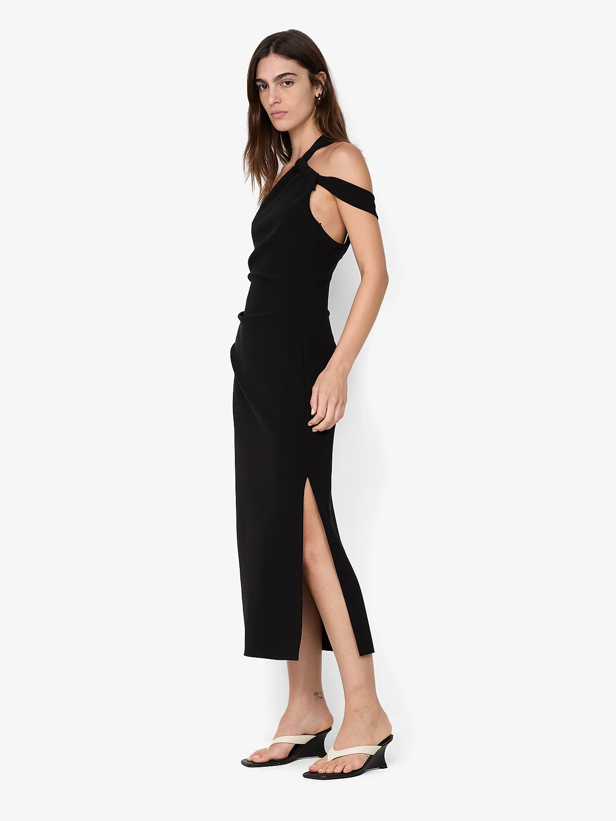 SYLVIE ASYM MIDI DRESS - BLACK - Image 3