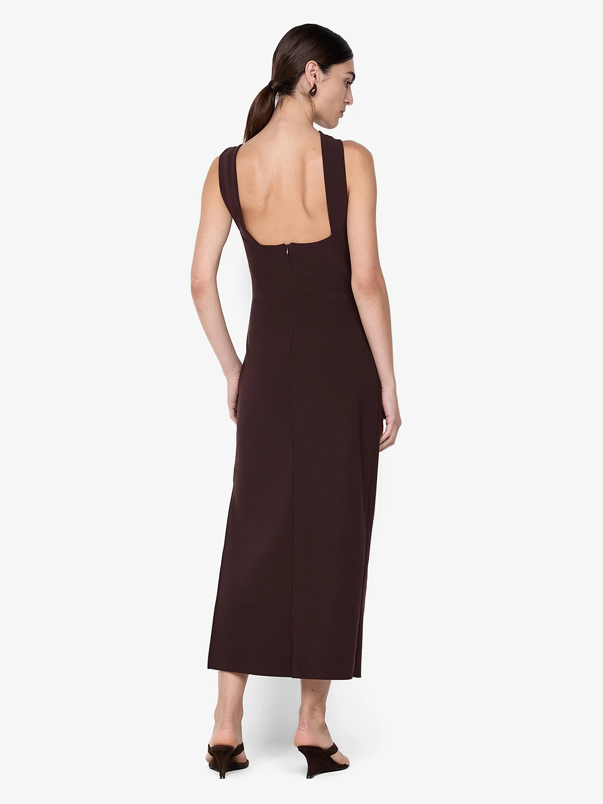 SYLVIE ASYM MIDI DRESS - ESPRESSO - Image 3