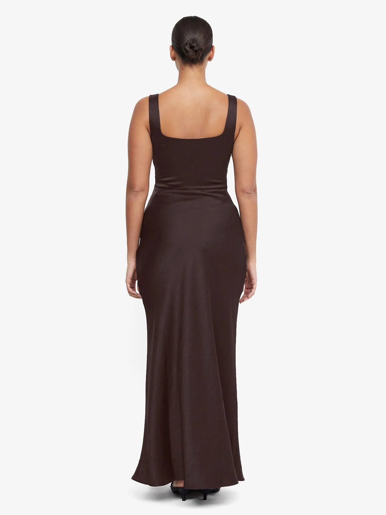 DREAMER SQUARE NECK DRESS - DARK CHOCOLATE - Image 4