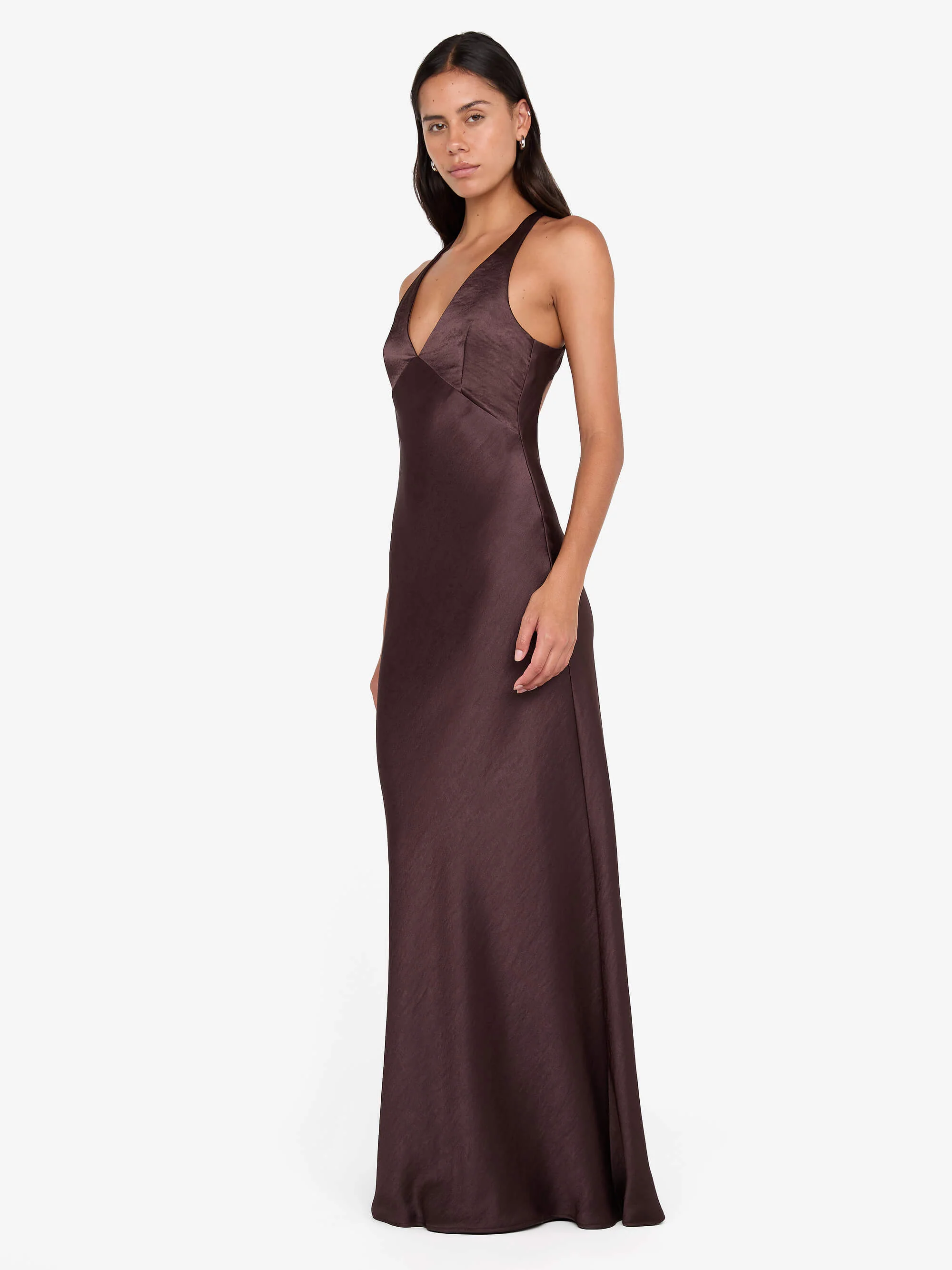 THE DREAMER V NECK DRESS - DARK CHOCOLATE - Image 3