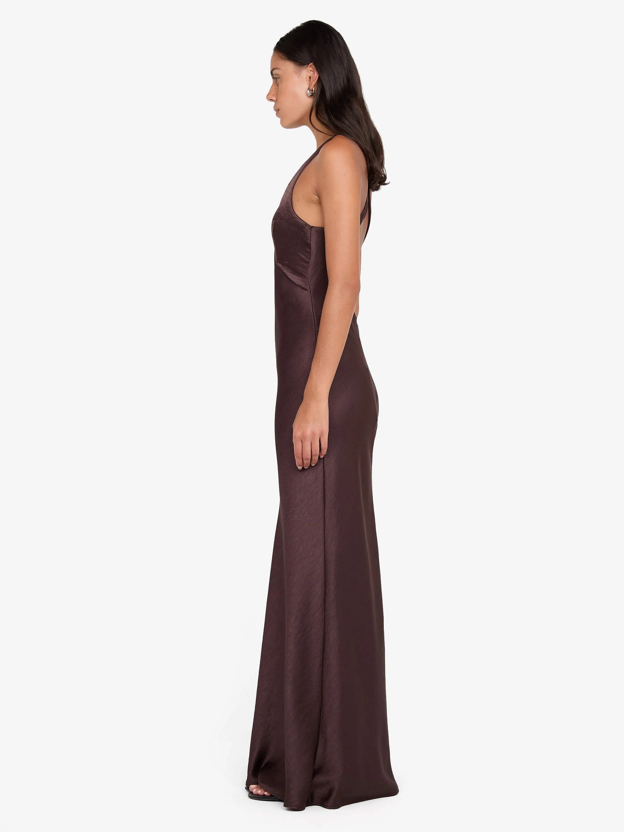 THE DREAMER V NECK DRESS - DARK CHOCOLATE - Image 4