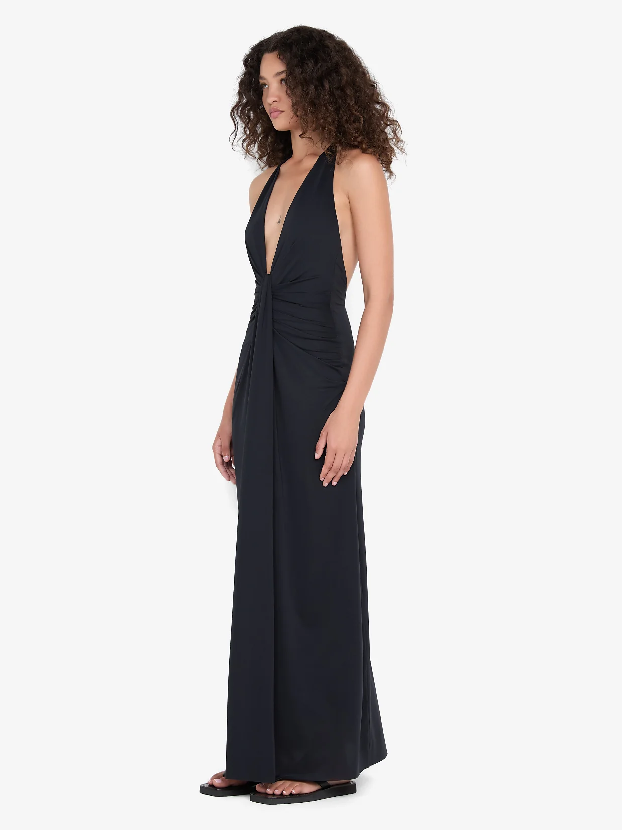 TILLIE DRAPE MAXI DRESS - BLACK - Image 2
