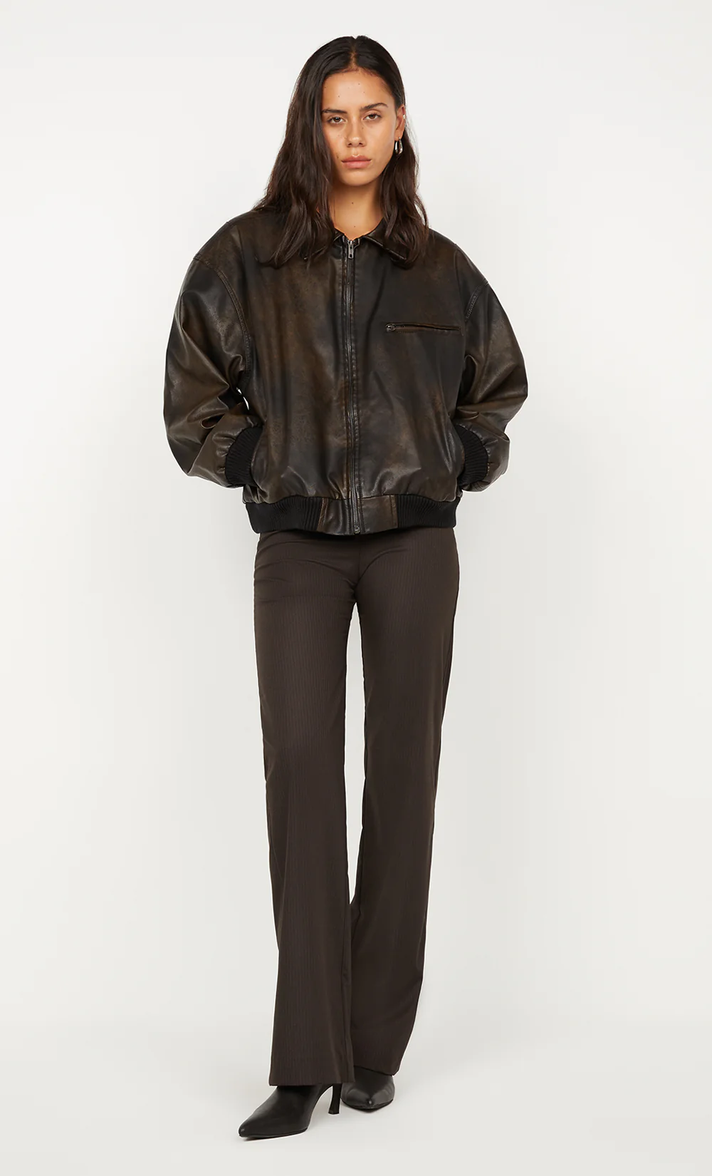 TYLA BOMBER JACKET - VINTAGE CHOC - Image 3