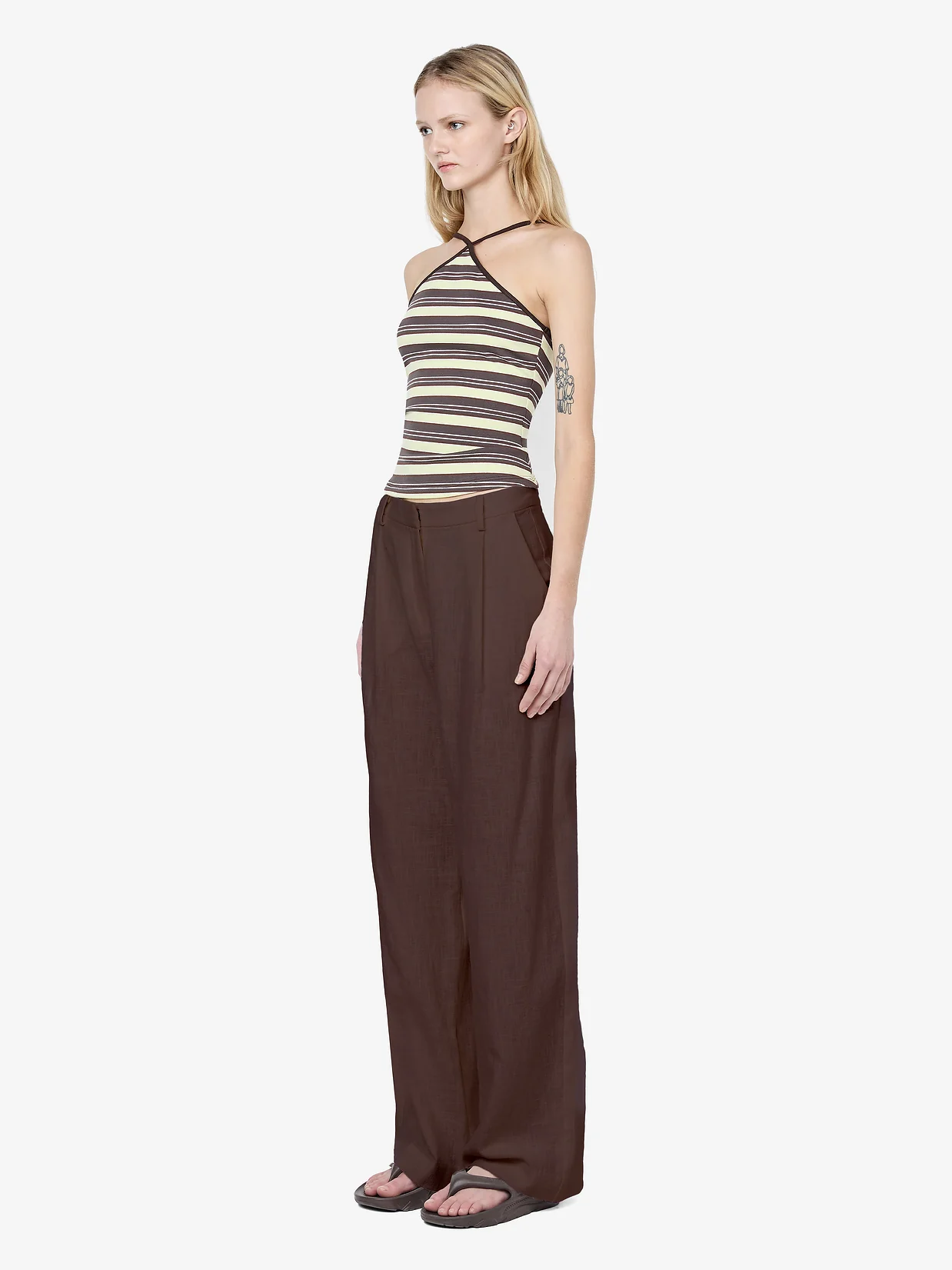 VINNIE WIDE LEG PANT - DARK CHOCOLATE - Image 2