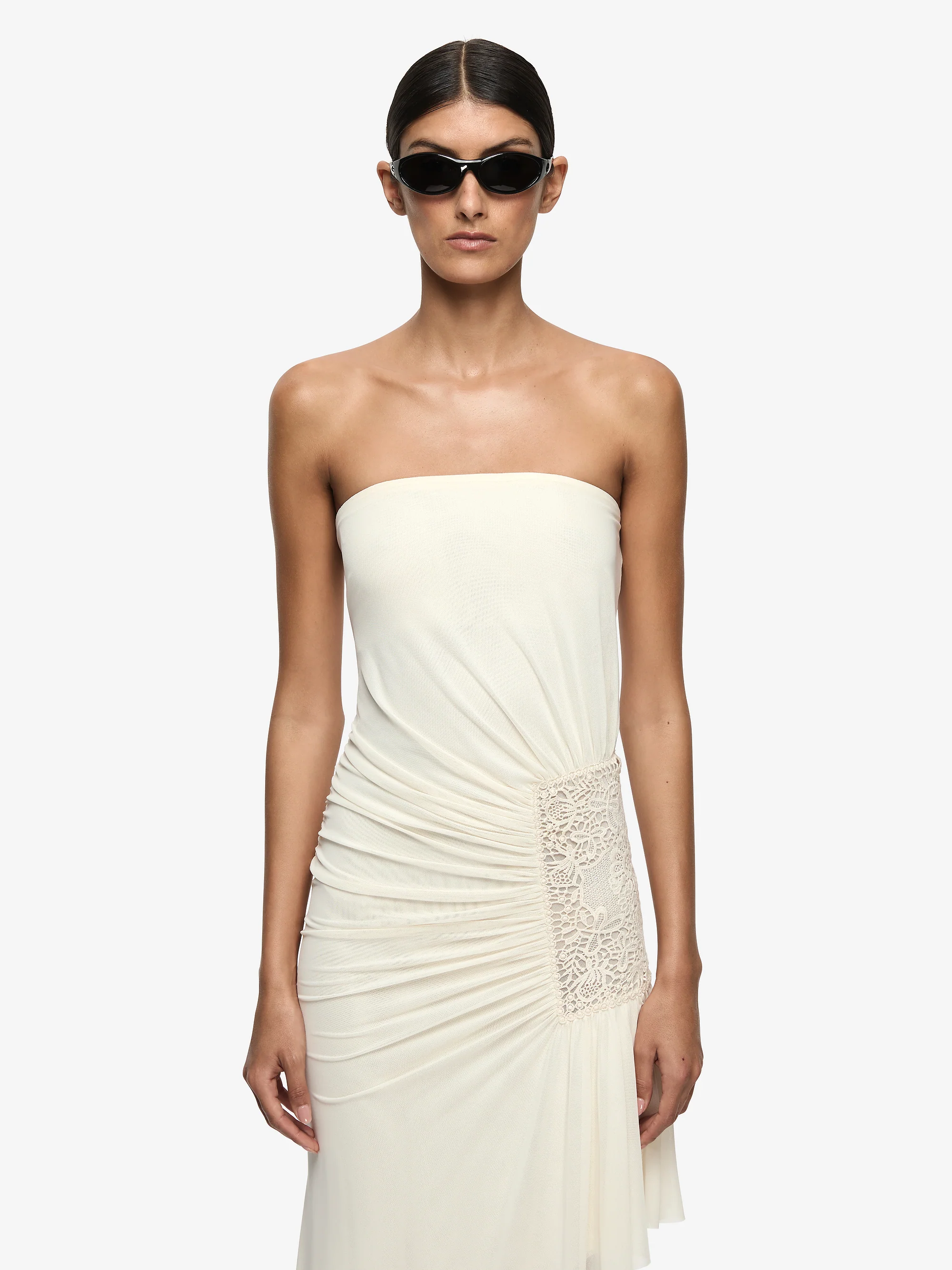 WINSLOW STRAPLESS ASYM DRESS - BUTTERCREAM - Image 2