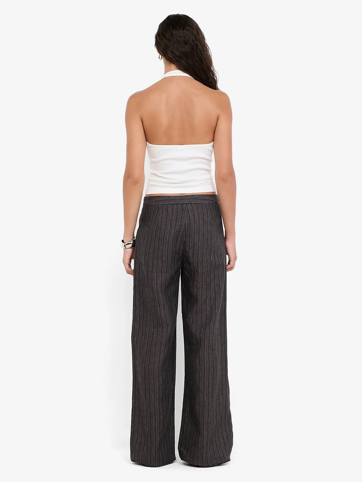 ZURI STRAIGHT LEG PANT - CHARCOAL STRIPE - Image 4