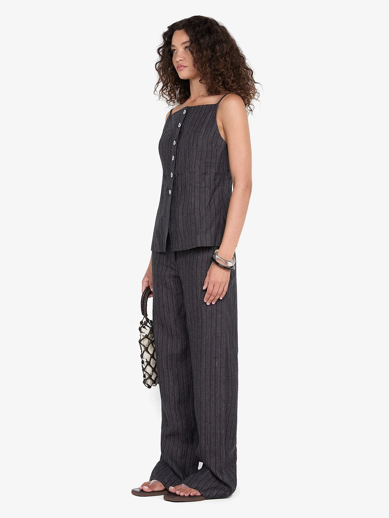ZURI TOP - CHARCOAL STRIPE - Image 2